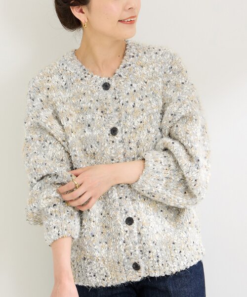 B.C STOCK（ベーセーストック）の「《追加》ポコポコヤーンミックス2WAYカーディガン（ニット/セーター・レディース・ホワイト/チャコールグレー/ネイビー・FREE）」の14枚目の写真