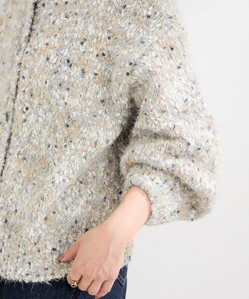 B.C STOCK（ベーセーストック）の「《追加》ポコポコヤーンミックス2WAYカーディガン（ニット/セーター・レディース・ホワイト/チャコールグレー/ネイビー・FREE）」の15枚目の写真