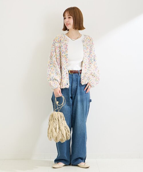 B.C STOCK（ベーセーストック）の「《追加》ポコポコヤーンミックス2WAYカーディガン（ニット/セーター・レディース・ホワイト/チャコールグレー/ネイビー・FREE）」の16枚目の写真