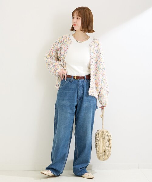 B.C STOCK（ベーセーストック）の「《追加》ポコポコヤーンミックス2WAYカーディガン（ニット/セーター・レディース・ホワイト/チャコールグレー/ネイビー・FREE）」の17枚目の写真