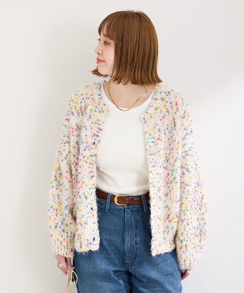 B.C STOCK（ベーセーストック）の「《追加》ポコポコヤーンミックス2WAYカーディガン（ニット/セーター・レディース・ホワイト/チャコールグレー/ネイビー・FREE）」の20枚目の写真