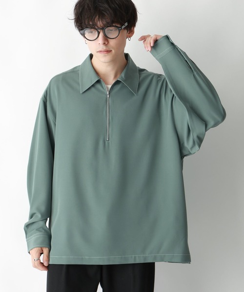 RAGEBLUE(レイジブルー)の「【LUXURY+EASY】ラグイージー/ハーフジップステッチシャツ(シャツ/ブラウス・メンズ・ホワイト/ブラック/グリーン・MEDIUM/LARGE)」の15枚目の写真