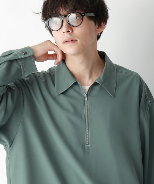RAGEBLUE(レイジブルー)の「【LUXURY+EASY】ラグイージー/ハーフジップステッチシャツ(シャツ/ブラウス・メンズ・ホワイト/ブラック/グリーン・MEDIUM/LARGE)」の14枚目の写真