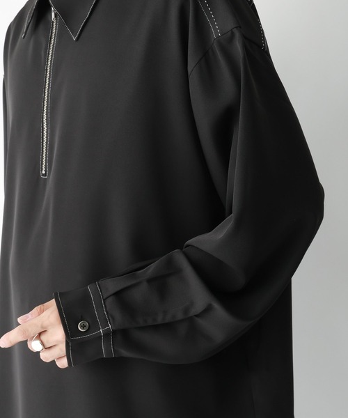 RAGEBLUE(レイジブルー)の「【LUXURY+EASY】ラグイージー/ハーフジップステッチシャツ(シャツ/ブラウス・メンズ・ホワイト/ブラック/グリーン・MEDIUM/LARGE)」の10枚目の写真