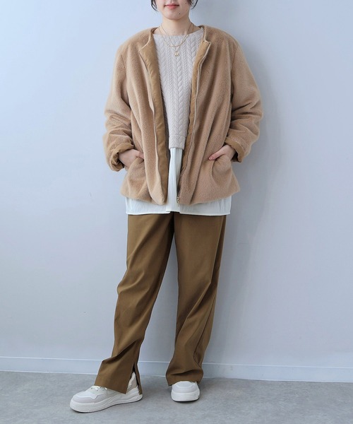 leswel(レスウェル)の「【L~5L 大きいサイズ】レイヤード風ケーブル切替チュニック(Tシャツ/カットソー・レディース・ブラック/クリーム・LL/3L/4L/5L/L)」の8枚目の写真
