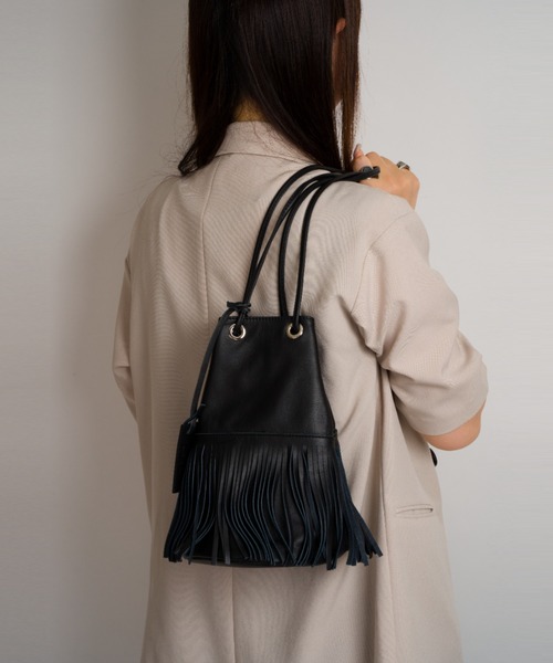 【セール】【MARCO MASI/マルコ・マージ】巾着 ショルダーバッグ バケツバッグ フリンジバッグ（ショルダーバッグ）｜marco masi（マルコマージ）