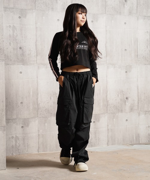 STARTER BLACK LABEL(スターターブラックレーベル)の「STARTER ゲームシャツデザイン ショート丈 長袖 Tシャツ / Game shirt design, short length, long sleeves T-shirt(Tシャツ/カットソー・レディース・ブラック/ピンク/グリーン/ホワイト・ONE SIZE)」の6枚目の写真
