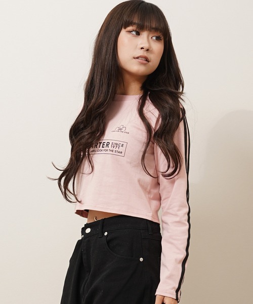 STARTER BLACK LABEL(スターターブラックレーベル)の「STARTER ゲームシャツデザイン ショート丈 長袖 Tシャツ / Game shirt design, short length, long sleeves T-shirt(Tシャツ/カットソー・レディース・ブラック/ピンク/グリーン/ホワイト・ONE SIZE)」の19枚目の写真