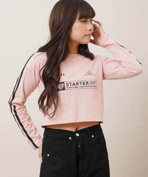 STARTER BLACK LABEL(スターターブラックレーベル)の「STARTER ゲームシャツデザイン ショート丈 長袖 Tシャツ / Game shirt design, short length, long sleeves T-shirt(Tシャツ/カットソー・レディース・ブラック/ピンク/グリーン/ホワイト・ONE SIZE)」の21枚目の写真