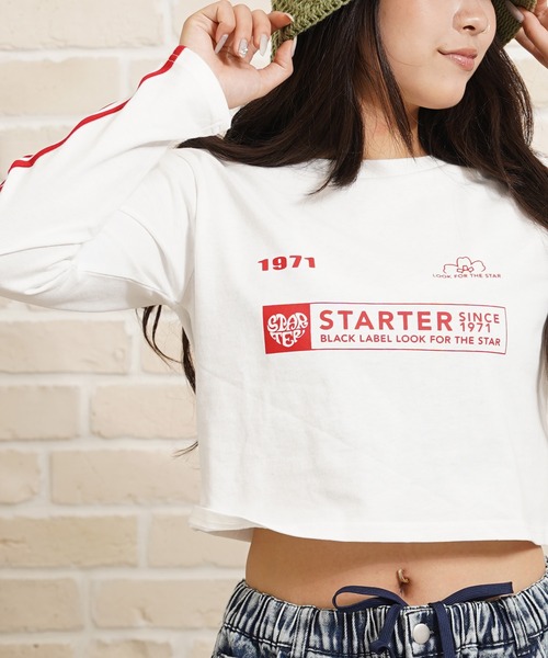 STARTER BLACK LABEL(スターターブラックレーベル)の「STARTER ゲームシャツデザイン ショート丈 長袖 Tシャツ / Game shirt design, short length, long sleeves T-shirt(Tシャツ/カットソー・レディース・ブラック/ピンク/グリーン/ホワイト・ONE SIZE)」の12枚目の写真