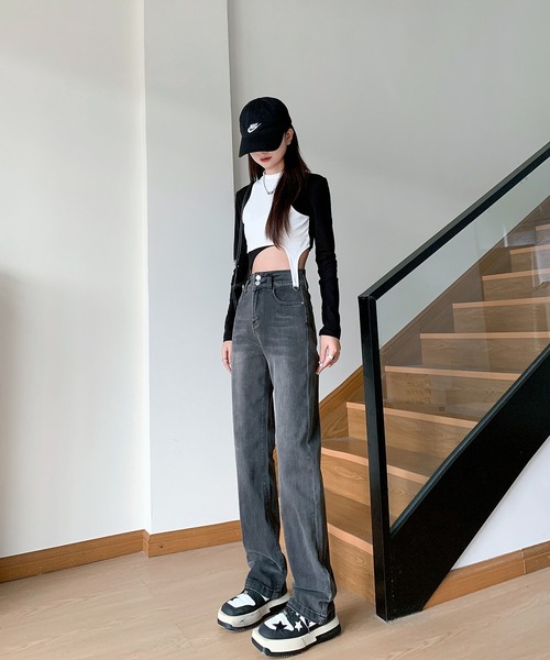 aimoha(アイモハ)の「【Aimoha】ダブルボタンハイウエストジーンズ(デニムパンツ・レディース・ブルー系その他2/ブルー系その他/グレー系その他/ブラック系その他/グレー系その他2/ブラック系その他2・X-LARGE/LARGE/MEDIUM/SMALL)」の13枚目の写真