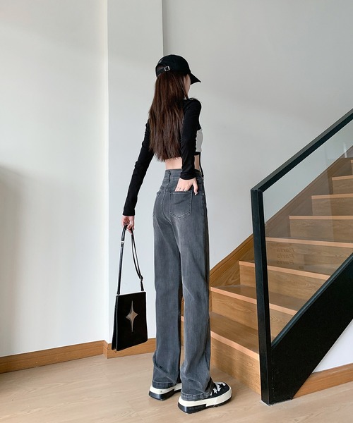 aimoha(アイモハ)の「【Aimoha】ダブルボタンハイウエストジーンズ(デニムパンツ・レディース・ブルー系その他2/ブルー系その他/グレー系その他/ブラック系その他/グレー系その他2/ブラック系その他2・X-LARGE/LARGE/MEDIUM/SMALL)」の14枚目の写真