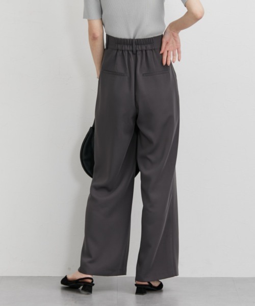nissen（ニッセン）の「フロントタック入ワイドパンツ（スラックス・レディース・グリーン/ブラウン/ブラック/グレイッシュベージュ/チャコールグレー・S/M/L/LL）」の12枚目の写真