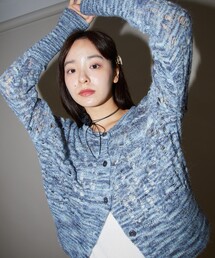 PUBLUX/パブリュクス 透かし編みショートカーディガン　限定展開