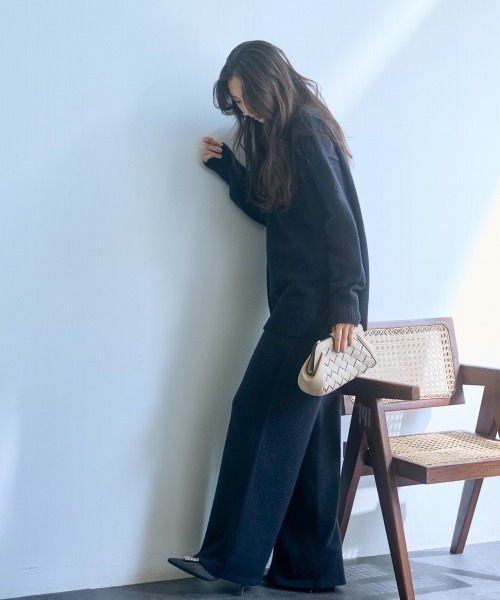 slattgir（スラットジール）の「高身長　ニットワイドパンツ（セットアップ対応）（トールサイズ）Essenave（その他パンツ・レディース・ブラック/杢グレー/ブラウン・M/L/LL/3L）」の5枚目の写真