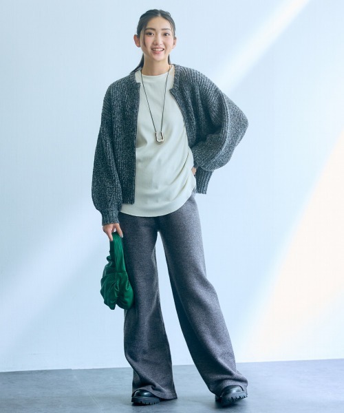 slattgir（スラットジール）の「高身長　ニットワイドパンツ（セットアップ対応）（トールサイズ）Essenave（その他パンツ・レディース・ブラック/杢グレー/ブラウン・M/L/LL/3L）」の9枚目の写真