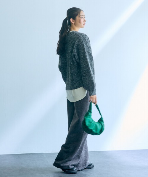 slattgir（スラットジール）の「高身長　ニットワイドパンツ（セットアップ対応）（トールサイズ）Essenave（その他パンツ・レディース・ブラック/杢グレー/ブラウン・M/L/LL/3L）」の11枚目の写真