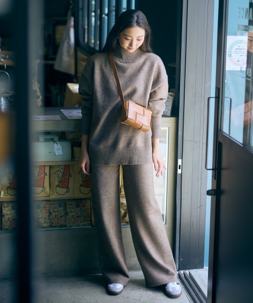 slattgir（スラットジール）の「高身長　ニットワイドパンツ（セットアップ対応）（トールサイズ）Essenave（その他パンツ・レディース・ブラック/杢グレー/ブラウン・M/L/LL/3L）」の18枚目の写真