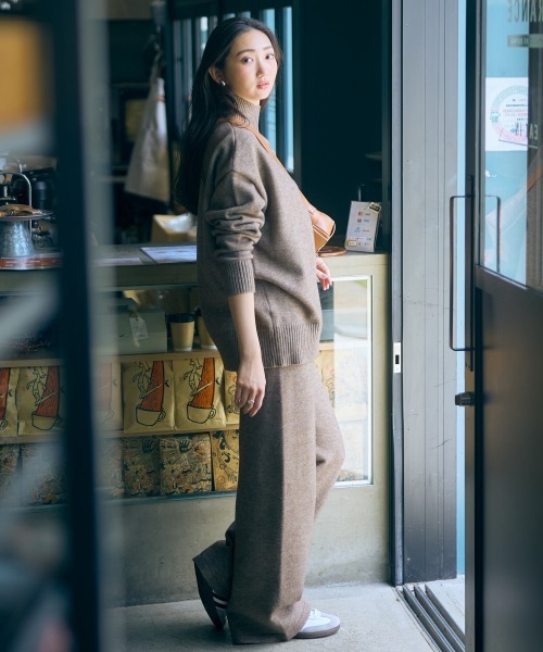 slattgir（スラットジール）の「高身長　ニットワイドパンツ（セットアップ対応）（トールサイズ）Essenave（その他パンツ・レディース・ブラック/杢グレー/ブラウン・M/L/LL/3L）」の19枚目の写真