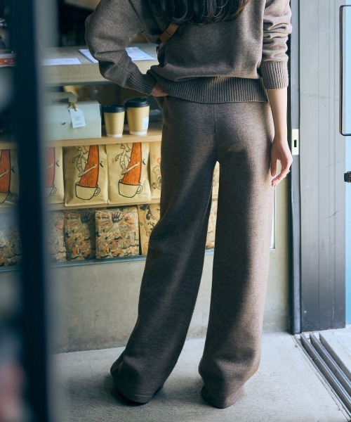 slattgir（スラットジール）の「高身長　ニットワイドパンツ（セットアップ対応）（トールサイズ）Essenave（その他パンツ・レディース・ブラック/杢グレー/ブラウン・M/L/LL/3L）」の20枚目の写真