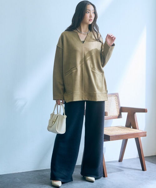 slattgir（スラットジール）の「高身長　ニットワイドパンツ（セットアップ対応）（トールサイズ）Essenave（その他パンツ・レディース・ブラック/杢グレー/ブラウン・M/L/LL/3L）」の6枚目の写真