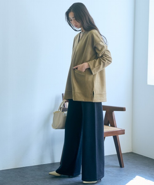 slattgir（スラットジール）の「高身長　ニットワイドパンツ（セットアップ対応）（トールサイズ）Essenave（その他パンツ・レディース・ブラック/杢グレー/ブラウン・M/L/LL/3L）」の7枚目の写真