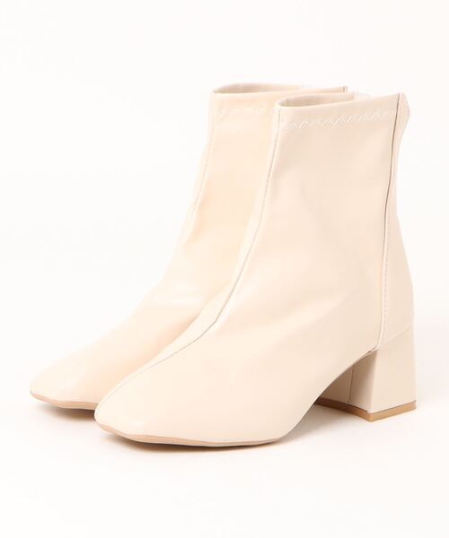 STYLEBLOCK（スタイルブロック）の「チャンキーヒールショートブーツ（ブーツ・レディース・ベージュ/ブラック/カーキ・35/36/37/38/39/40）」の3枚目の写真