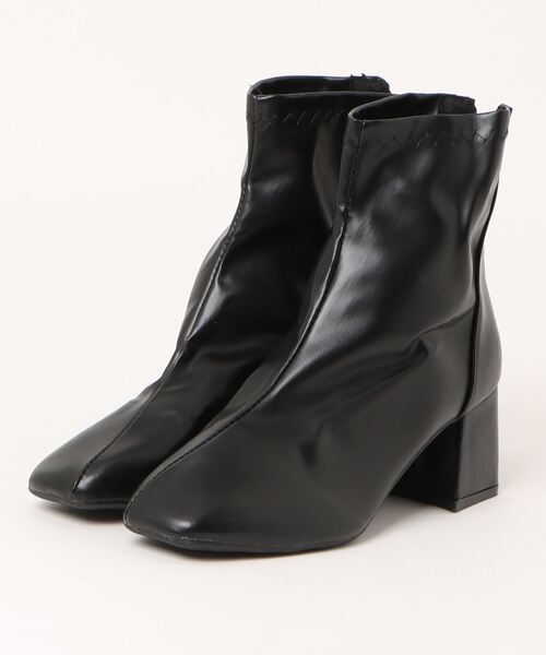 STYLEBLOCK（スタイルブロック）の「チャンキーヒールショートブーツ（ブーツ・レディース・ベージュ/ブラック/カーキ・35/36/37/38/39/40）」の2枚目の写真