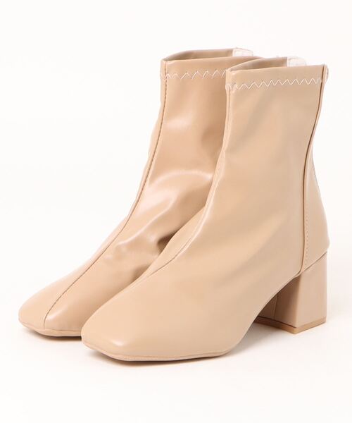 STYLEBLOCK（スタイルブロック）の「チャンキーヒールショートブーツ（ブーツ・レディース・ベージュ/ブラック/カーキ・35/36/37/38/39/40）」の7枚目の写真