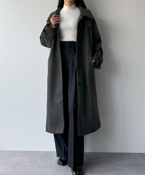 Meiru(メイル)の「ルーズステンカラーコート(ステンカラーコート・レディース・ブラウン/ブラック/チャコール・X-LARGE/LARGE/MEDIUM/SMALL)」の20枚目の写真