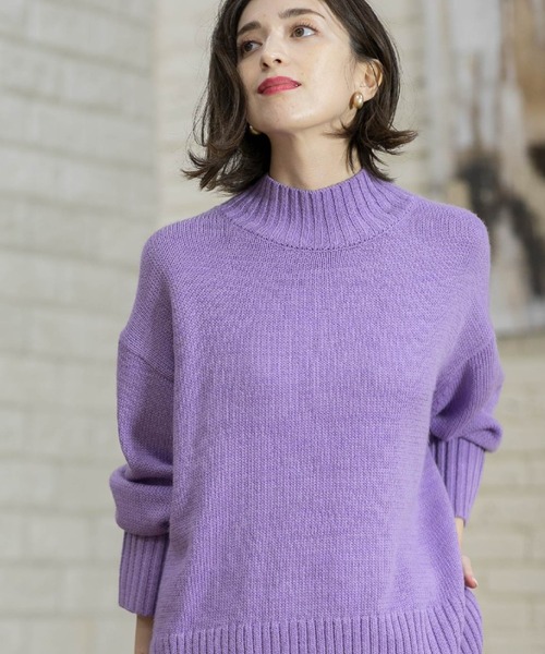 OPAQUE.CLIP（オペークドットクリップ）の「《10color/S-LLsize》ハイネックミドルゲージニット【洗濯機洗い可】（ニット/セーター・レディース・イエロー/オレンジ/ライトパープル/グリーン系その他5/ブラック/ライトベージュ/ネイビー系5/オフホワイト/ブルー/ワイン系9・36/38/40/42）」の8枚目の写真