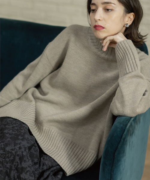 OPAQUE.CLIP（オペークドットクリップ）の「《10color/S-LLsize》ハイネックミドルゲージニット【洗濯機洗い可】（ニット/セーター・レディース・イエロー/オレンジ/ライトパープル/グリーン系その他5/ブラック/ライトベージュ/ネイビー系5/オフホワイト/ブルー/ワイン系9・36/38/40/42）」の16枚目の写真