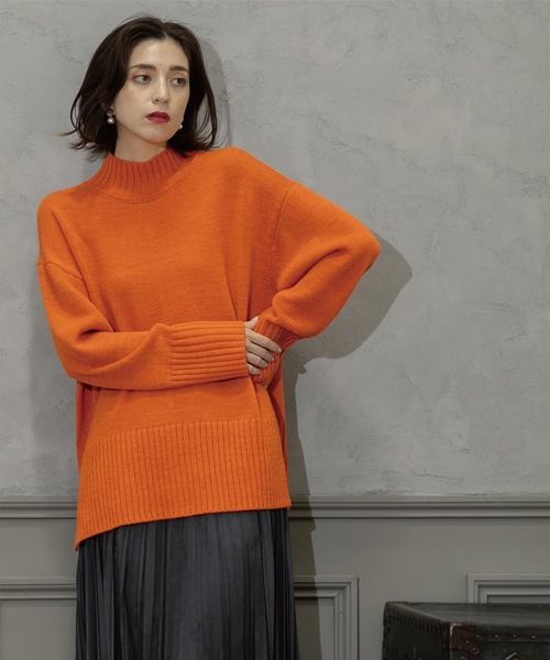 セール】《10color/S-LLsize》ハイネックミドルゲージニット【洗濯機