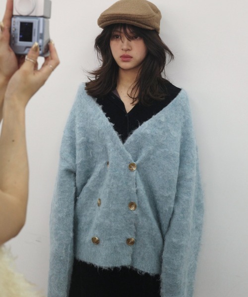 DOUBLE BREASTED MOHAIR LIKE CARDIGAN／モヘアライクダブル