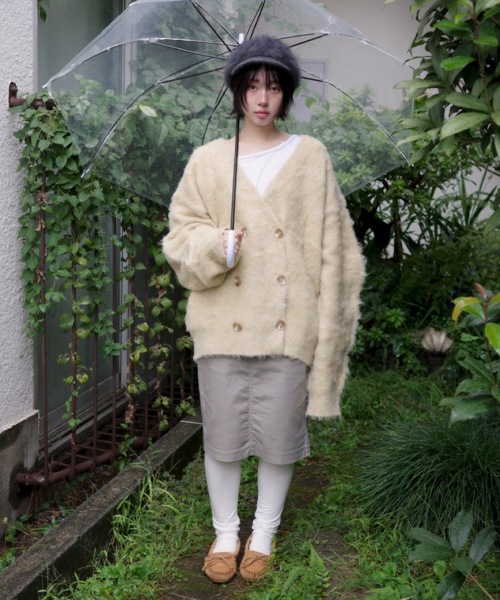 DOUBLE BREASTED MOHAIR LIKE CARDIGAN／モヘアライクダブル