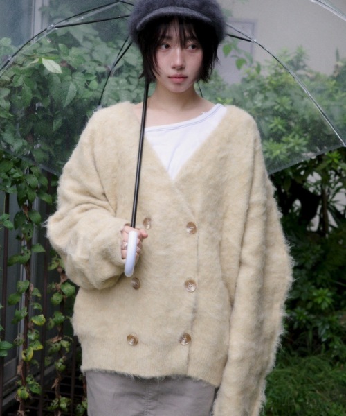 DOUBLE BREASTED MOHAIR LIKE CARDIGAN／モヘアライクダブル