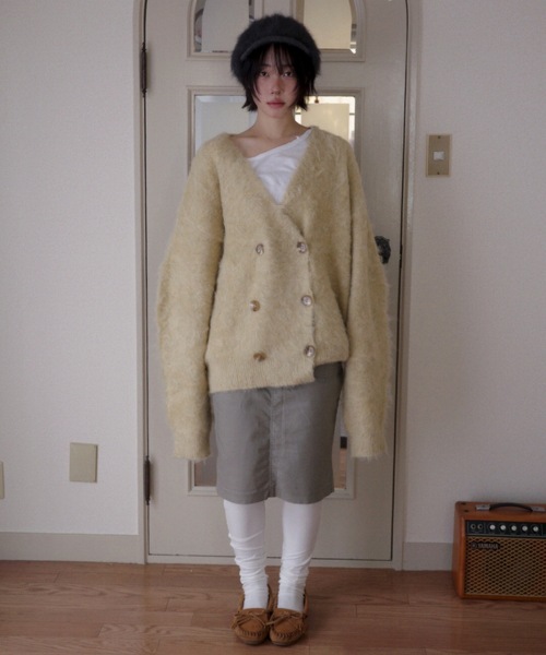 DOUBLE BREASTED MOHAIR LIKE CARDIGAN／モヘアライクダブル