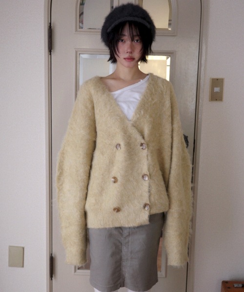 DOUBLE BREASTED MOHAIR LIKE CARDIGAN／モヘアライクダブル