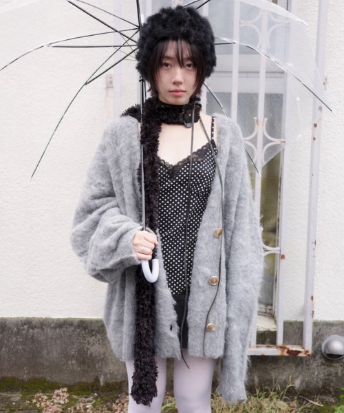 DOUBLE BREASTED MOHAIR LIKE CARDIGAN／モヘアライクダブル