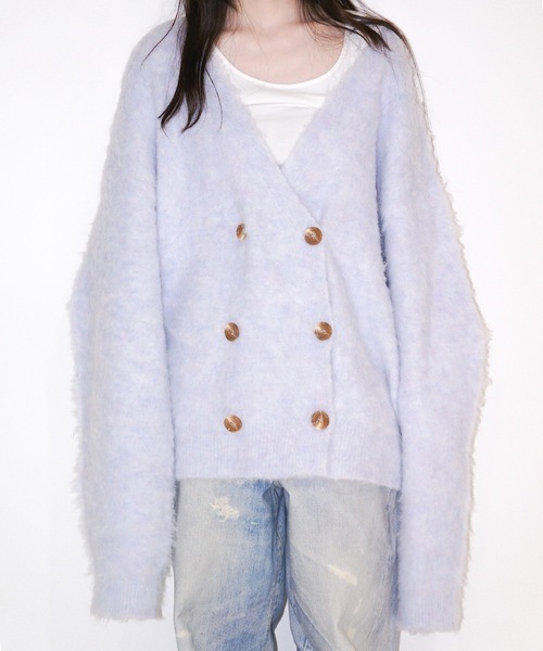 カーディガン mohair like long knit cardigan レディース igi カーディガン DOUBLE BREASTED MOHAIR LIKE CARDIGAN