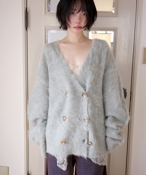DOUBLE BREASTED MOHAIR LIKE CARDIGAN／モヘアライクダブル