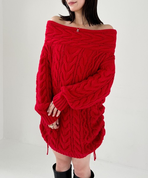 Heather（ヘザー）の「シャーリングオフショルミニワンピース