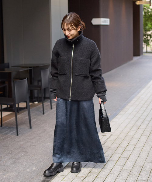 JOURNAL STANDARD（ジャーナルスタンダード）の「ループカットシャギージップコート（その他アウター・レディース・タン/ブラック/ブラック系その他・FREE）」の4枚目の写真