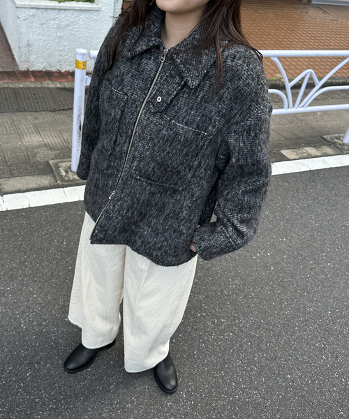 JOURNAL STANDARD（ジャーナルスタンダード）の「ループカットシャギージップコート（その他アウター・レディース・タン/ブラック/ブラック系その他・FREE）」の8枚目の写真