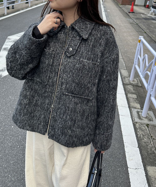 JOURNAL STANDARD（ジャーナルスタンダード）の「ループカットシャギージップコート（その他アウター・レディース・タン/ブラック/ブラック系その他・FREE）」の9枚目の写真