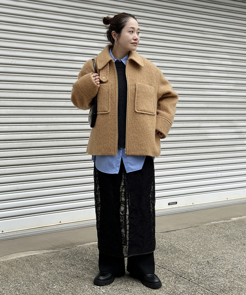 JOURNAL STANDARD（ジャーナルスタンダード）の「ループカットシャギージップコート（その他アウター・レディース・タン/ブラック/ブラック系その他・FREE）」の10枚目の写真