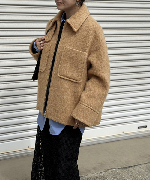 JOURNAL STANDARD（ジャーナルスタンダード）の「ループカットシャギージップコート（その他アウター・レディース・タン/ブラック/ブラック系その他・FREE）」の12枚目の写真