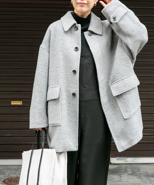 FORK&SPOON（フォークアンドスプーン）の「『WEB/一部店舗限定』FORK&SPOON　アルパカシャギーバルカラーコート（その他アウター・レディース・グレー系その他/ブラック・1）」の3枚目の写真