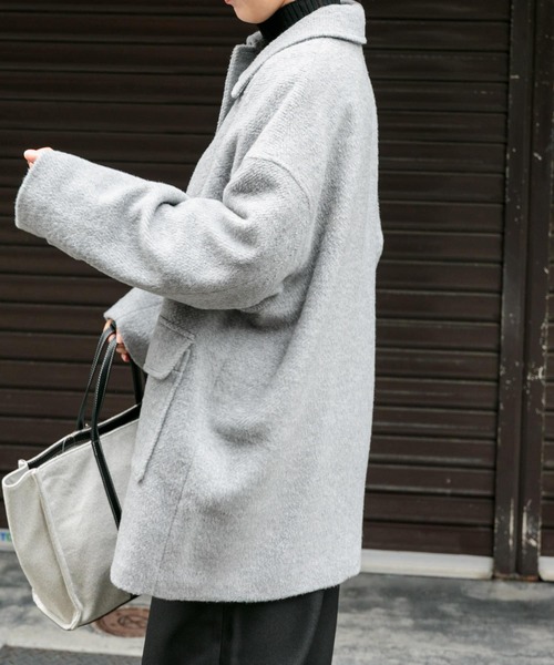 FORK&SPOON（フォークアンドスプーン）の「『WEB/一部店舗限定』FORK&SPOON　アルパカシャギーバルカラーコート（その他アウター・レディース・グレー系その他/ブラック・1）」の4枚目の写真