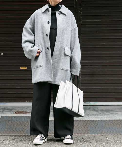 FORK&SPOON（フォークアンドスプーン）の「『WEB/一部店舗限定』FORK&SPOON　アルパカシャギーバルカラーコート（その他アウター・レディース・グレー系その他/ブラック・1）」の8枚目の写真